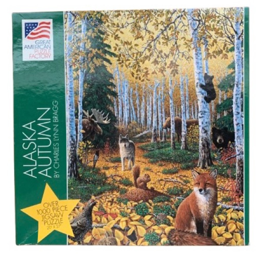 VINTAGE GREAT AMERICAN PUZZLE FACTORY Alaska Autumn Over 1000 Pieces EUC
